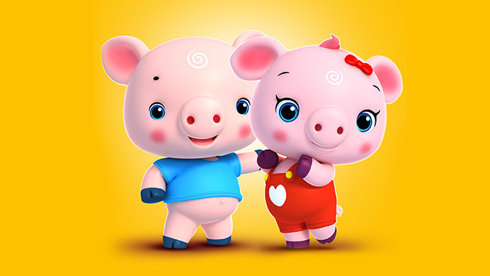 豬小凈與豬小垠卡通形象設計